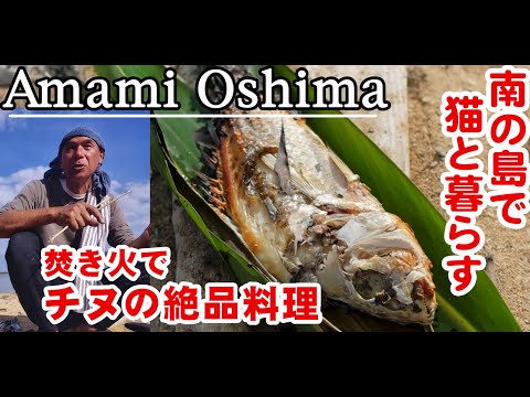 奄美大島に移住、田舎暮らしのスローライフ。焚き火飯、チヌのカシャの葉蒸し。チヌ（クロダイ）料理。猫と暮らす。６６歳の田舎移住。