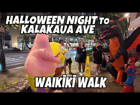 Halloween Night to Kalakaua Ave & Kuhio Ave Fun Halloween Walk #1 | Waikiki Walk October 31, 2024