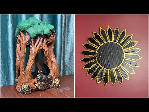 DIY Tree Sculpture & Cardboard Sunflower Wall Art | Stunning Home Decor Ideas