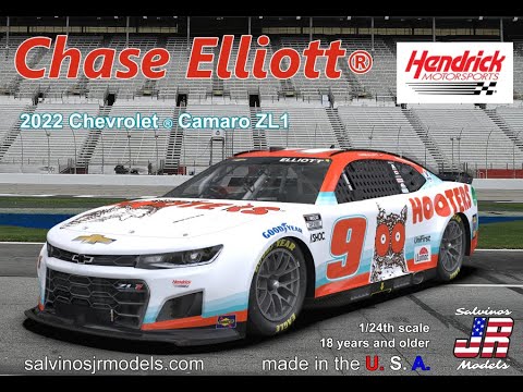 Whats In The Box | Chase Elliott Hooters 2022 Chevy Camaro Kit, Salvinos JR Models