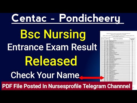 🔥 Bsc Nursing Entrance Exam Result Released - Centac Pondicheery 🔥