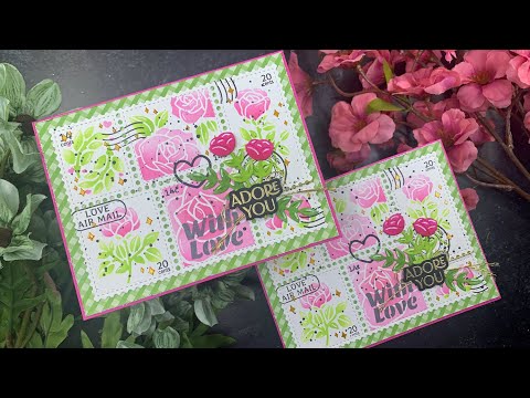 Rose Postal Collage Cards | Waffle Flower | AmyR 2024 Valentine's Card Series #1