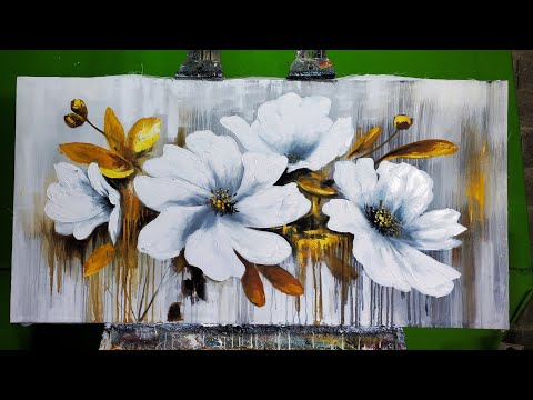 ✨ Pintando FLORES BLANCAS que Deslumbran en el Lienzo!