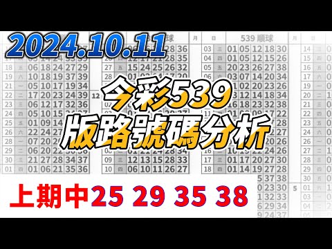 【今彩539】 【上期中25 29 35 38】【2024/10/11】【今彩539參考號碼：02 10 13 35】【本期特別參考號碼：22 27 39】