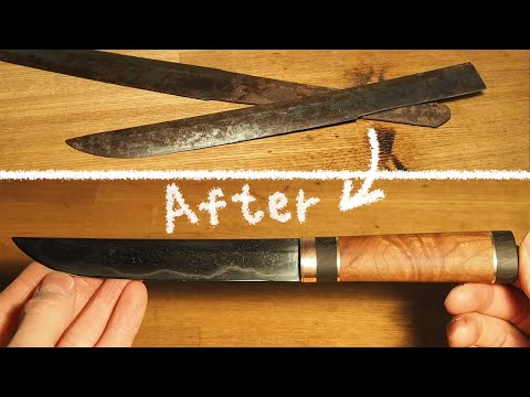 錆びた日本刀でナイフを作ってみた。/ Making a puukko knife from a Old Katana.