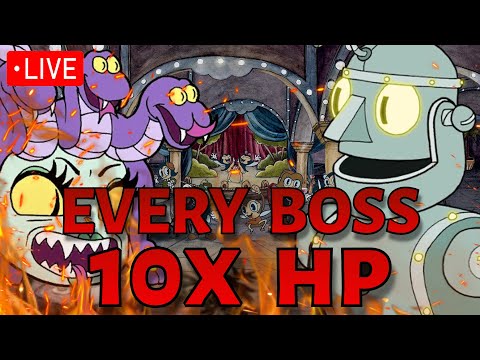 *LIVE* Beating Cuphead EXPERT mode but every boss has 10X HP || The Chickeninja Mod (Stream 7)