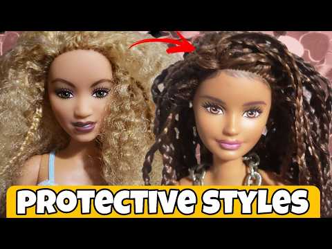 BARBIE DOLL TRIES PROTECTIVE HAIR STYLES LIKE BRAIDS AND TWISTS TO TAME HER OUT OF CONTROL HAIR!