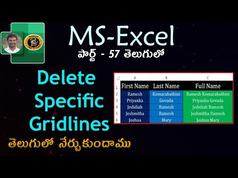 Delete Specific Grid-lines in Telugu || MS EXCEL || By K. Ramesh