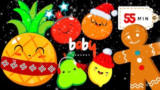 Baby's First Christmas! 🎄✨ Sensory Video with Dancing Fruits & Gingerbread 🎅🍪