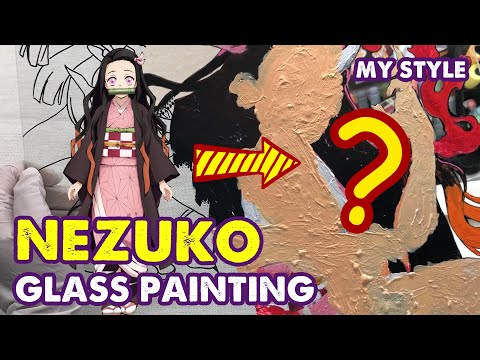 TRY TO DRAW NEZUKO ON GLASS??? Kimetsu no Yaiba | Huta Chan