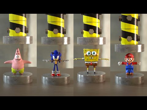 Sonic, Super Mario & SpongeBob -  Satisfying Hydraulic Press Compilation😁