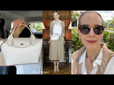 Timeless Style: Longchamp Le Pliage XS Bag & Camel Sweater-Skirt Set / Classic Fashion Over 50