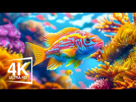 Aquarium Video 4k (ULTRA HD) 4k footage of rare sea creatures. Relaxing music