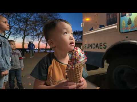 Had ice cream at evening, Liberty State Park, first test with DJI Pocket 3, low light