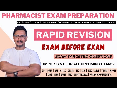 PHARMACIST EXAM PREPARATION / RRB PHARMACIST / TELANGANA PHARMACIST / PRISON DEPARTMENT / TNMRB etc.