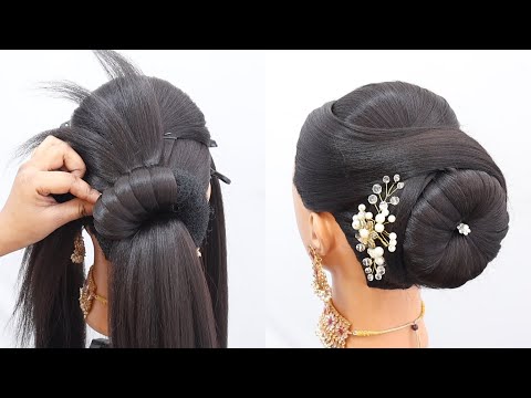 Very Easy & Quick Bun hairstyle for Lehnga  | Bun Hairstyle for wedding | Best Hairstyle tutorial