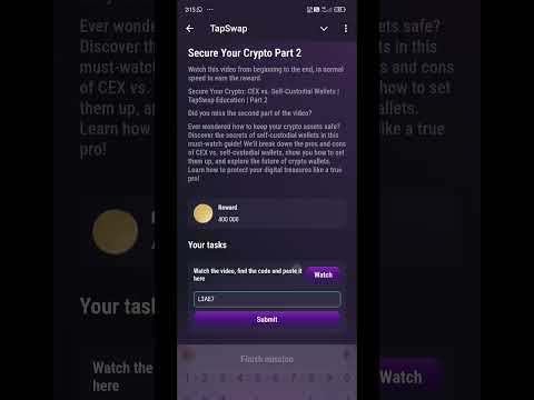 tapswap secure your crypto part 2 code #tapswap #tap2earn #secretcode #tapping #airdrop
