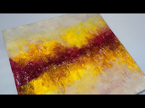 Textured Abstract Painting made with Sponge 🧽 using warm colors #acrylicabstractart #abstract #art