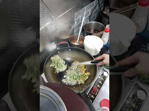 Little restaurant here, frying chives veges with egg #followers #food #trending