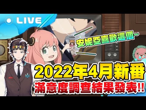 【次郎/週三直播】2022年4月新番滿意度調查結果發表！間諜家家酒再創現充跟風潮流？！