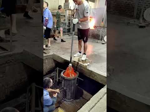 Large Cylinder Glass Vase Blowing #glassware #factoryshorts #glassblowing #chinafactory