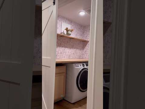 Part 2: Laundry Makeover #laundryroom #woodpanel #wallpaper #laundryroomdecor