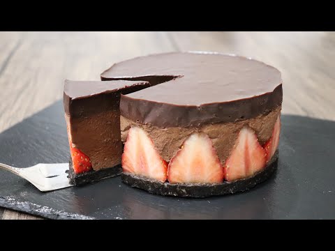 生チョコムースストロベリーケーキの作り方 Chocolate mousse strawberry cake