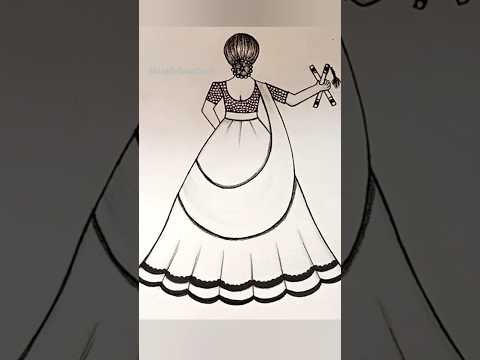 Girl in Lahenga drawing| Navratri drawing ❤️ #shorts #trending #viral #satisfying  #girldrawing