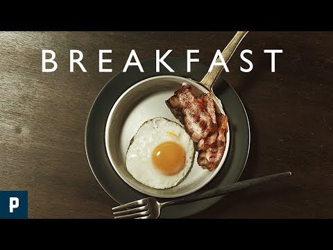 ASMR fried eggs and crispy bacon breakfast