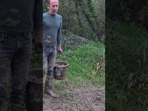 Sloppy Bank Building #landscaping #permaculture #fitnessmotivation #mud #exercise #cat #ideas