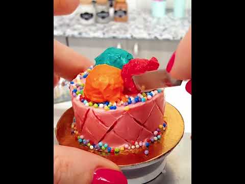 🍧 Miniature Ice-cream cake, real mini cooking 🍨 🍰 / ASMR #minicooking #miniaturecooking