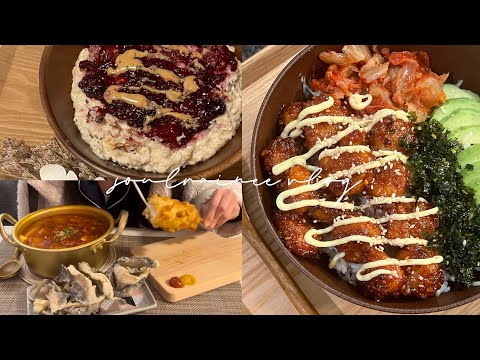 aesthetic cooking vlog | korean style poke bowl 🥗, healthy recipes, home cafe | what I eat in a week