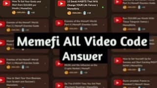 Memefi All Video Codes And Answer | Memefi Code Today | Memefi Part 2