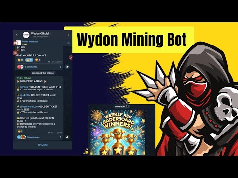 Wydon Flashes New Mining Bot || Prizes Every day $350 dollar || Buy one Golden Ticket, Change Luck |