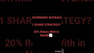 BUYBACK MATRIMONY 20 % Return ?  #buybackofshares #matrimony #stockmarket #highreturns