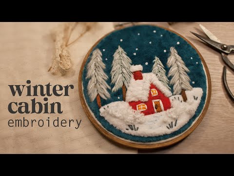 DIY 🌲 Winter Wonderland Cabin Christmas Embroidery craft (winter crafts)