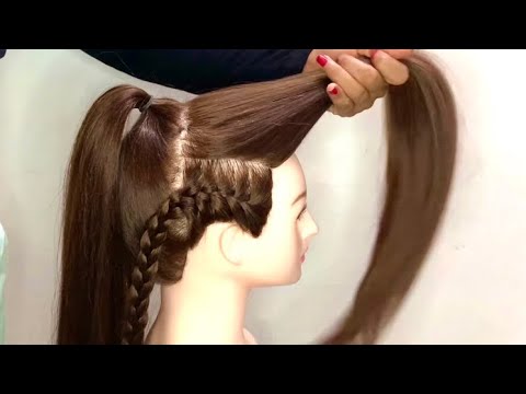 Beautiful Ponytail Hairstyle for Girls | Stylish braided ponytail for college or party