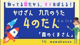 【知ってる歌で覚える】かけざん九九4の段：森のくまさん〜人気の歌で裏ワザ暗記にチャレンジ♪