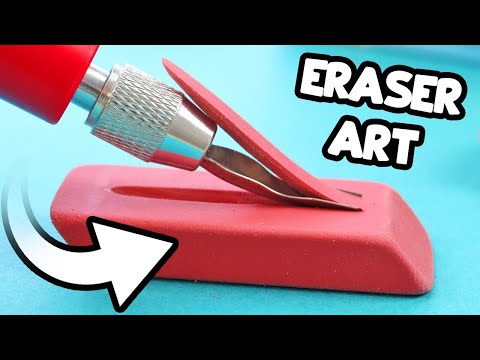 I CARVED my Art into ERASERS?! *satisfying stamp making*