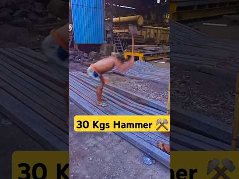 Steel Billet Breaking: 30kg Hammer Demonstration pt 2 #rollingmill #steelmill #factorywork #factory