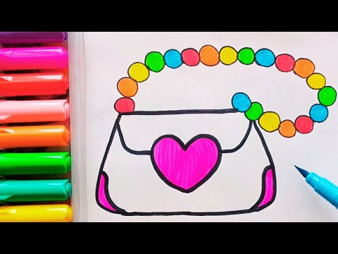 Drawing and Painting Colorful Heart Handbag for Kids & Toddlers | Simple Drawing, Coloring #drawing