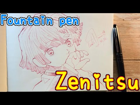 Drawing anime with fountain pen|Zenitsu |DemonSlayer |TenK Draws