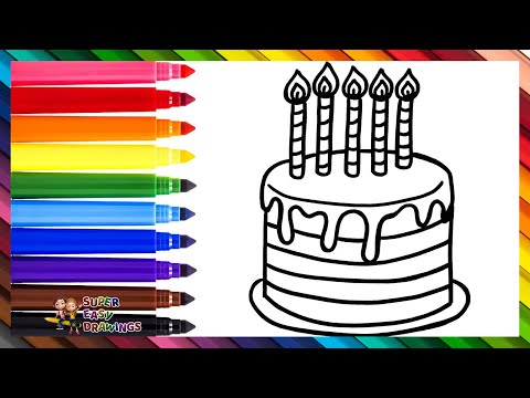 Draw And Color A Birthday Cake 🎂🌈 Drawings For Kids