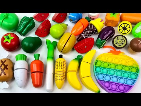 食材 野菜切り＆フルーツ切り | 木製 Drop Fruit, ASMR wooden fruits,ASMR toys fruit and vegetables