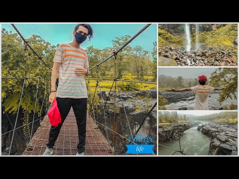 Exploring my village | waterfall | river | rope bridge | Hrithik Pawar