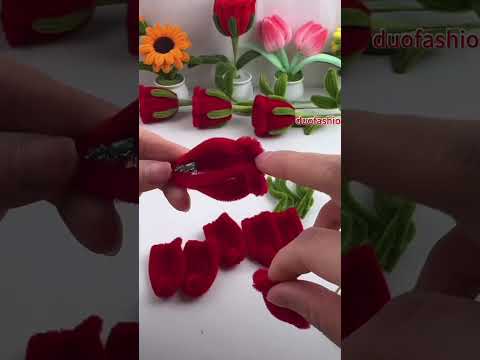 DIY pipe cleaner rose flower gift#diy #flowers #gift #craft #handmadegifts #diygift #handcracft