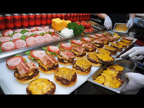 High quality!! original American thick bacon double cheeseburger , French fries / Korean Street Food