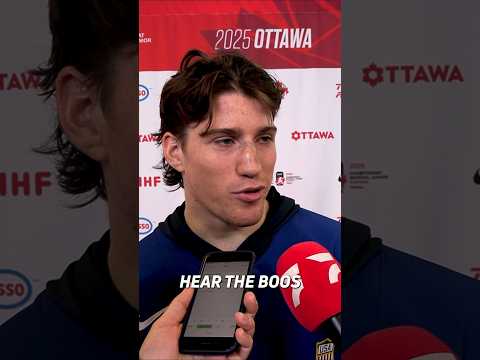 Is Ryan Leonard the most hated man in Ottawa right now? 👀🫣 #Shorts #WorldJuniors #WJC #IIHF #TeamUSA