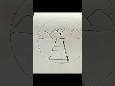 Scenery drawing pencil | Mountain scenery | How to draw easy