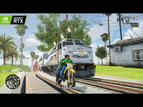 GTA San Andreas RTX 4090 'Follow That Train' Mission 4K Gameplay! GTA SA Remastered Graphics Mod